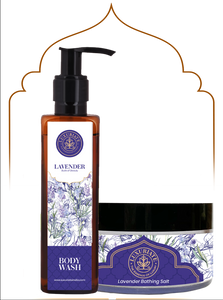 Lavender Bath Essential Combo (Pack of 2) Bath Salt, Body Wash - LUXURIATE