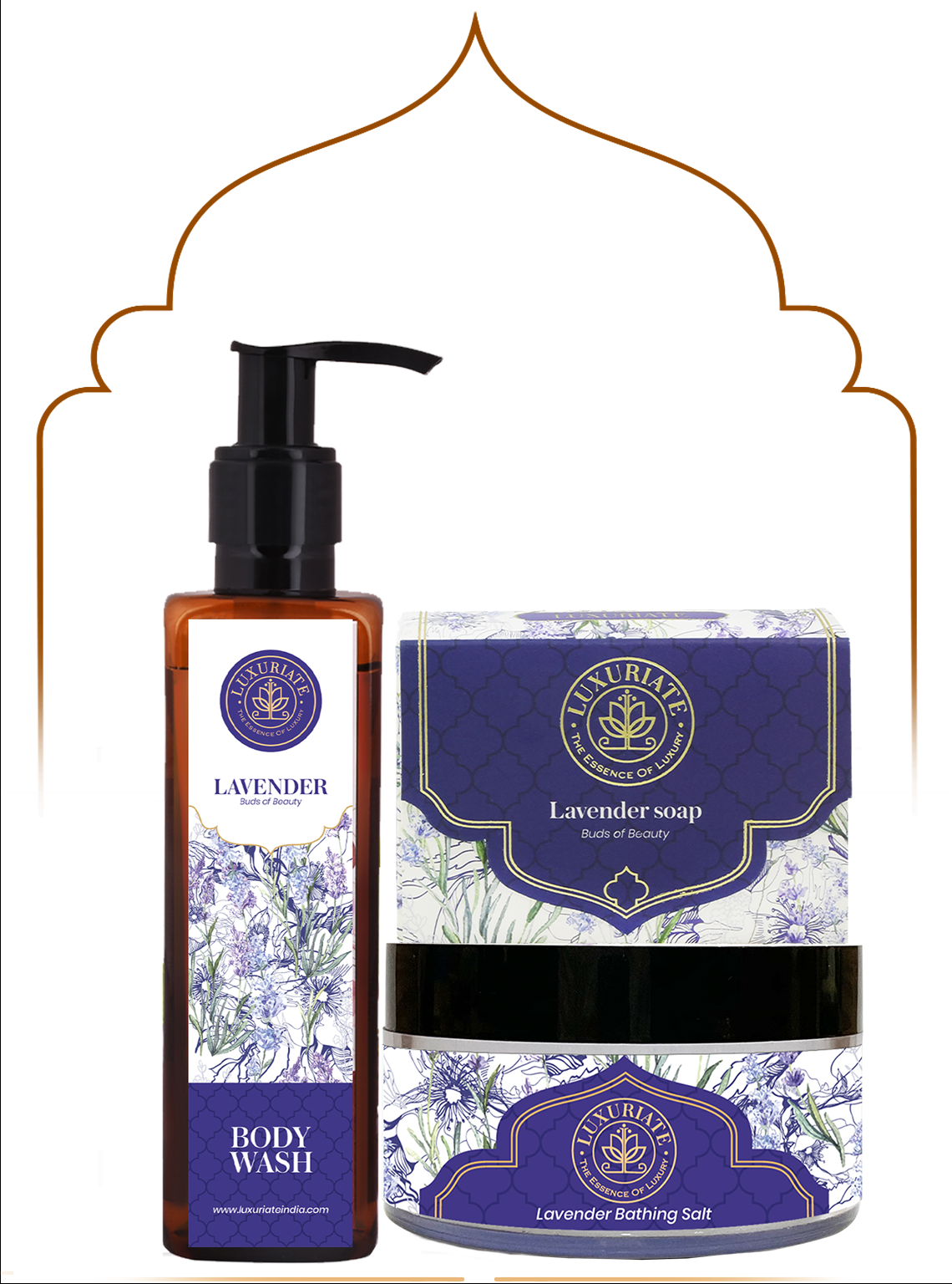 Lavender Bath Essential Kit (Pack of 3) Soap, Bath Salt, Body Wash - LUXURIATE