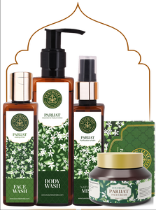 Parijat Complete Face & Body Care Kit (Pack of 5) Soap, Face Mist, Body Wash, Cream, Face Wash - LUXURIATE