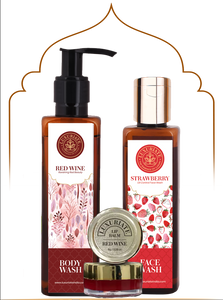 Red Wine Skin & Bath Combo (Pack of 3) Face Wash, Body Wash, Lip Balm - LUXURIATE