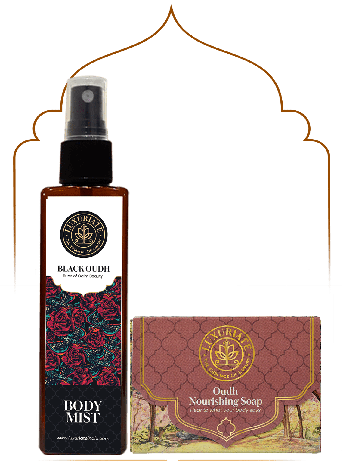 Oudh Bath & Body Combo (Pack of 2) Soap, Body Mist - LUXURIATEOudh Bath & Body Combo (Pack of 2) Soap, Body MistComboLUXURIATELUXURIATE