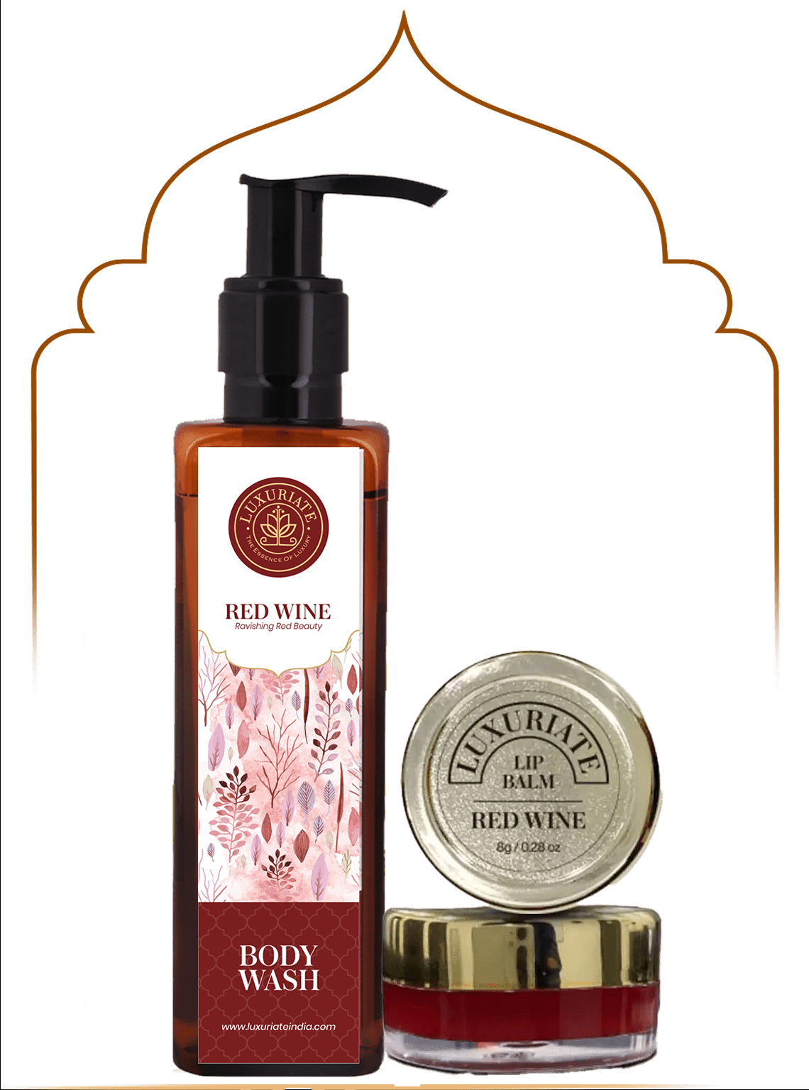 Red Wine Skin & Bath Combo (Pack of 2) Body Wash, Lip Balm - LUXURIATERed Wine Skin & Bath Combo (Pack of 2) Body Wash, Lip BalmComboLUXURIATELUXURIATE