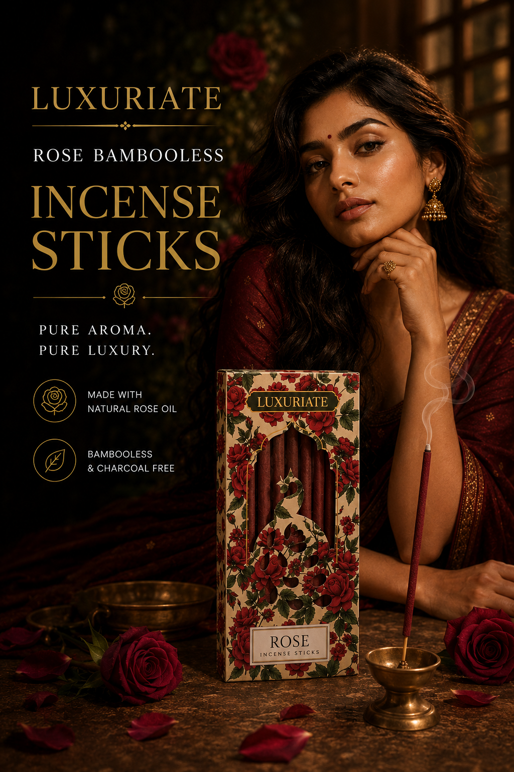 Rose Bambooless Incense Sticks
