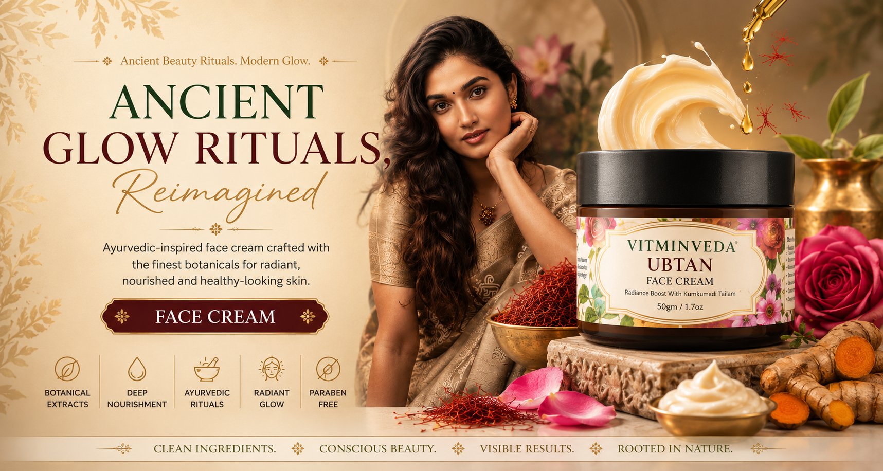 VITMINVEDA Ubtan Face Cream — Ancient Glow Rituals Reimagined
