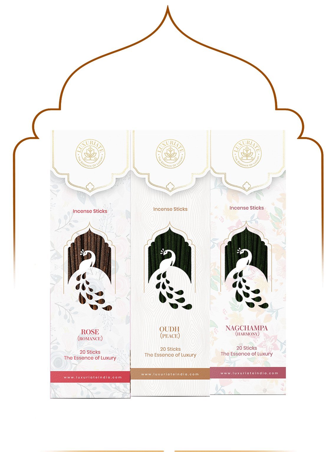 Combo of Rose, Oudh, Nagchampa Incense Sticks