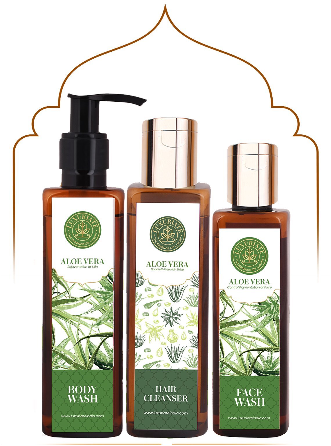 Aloe Vera Face, Body, Hair Combo (Pack of 3) Face Wash, Body Wash, Shampoo