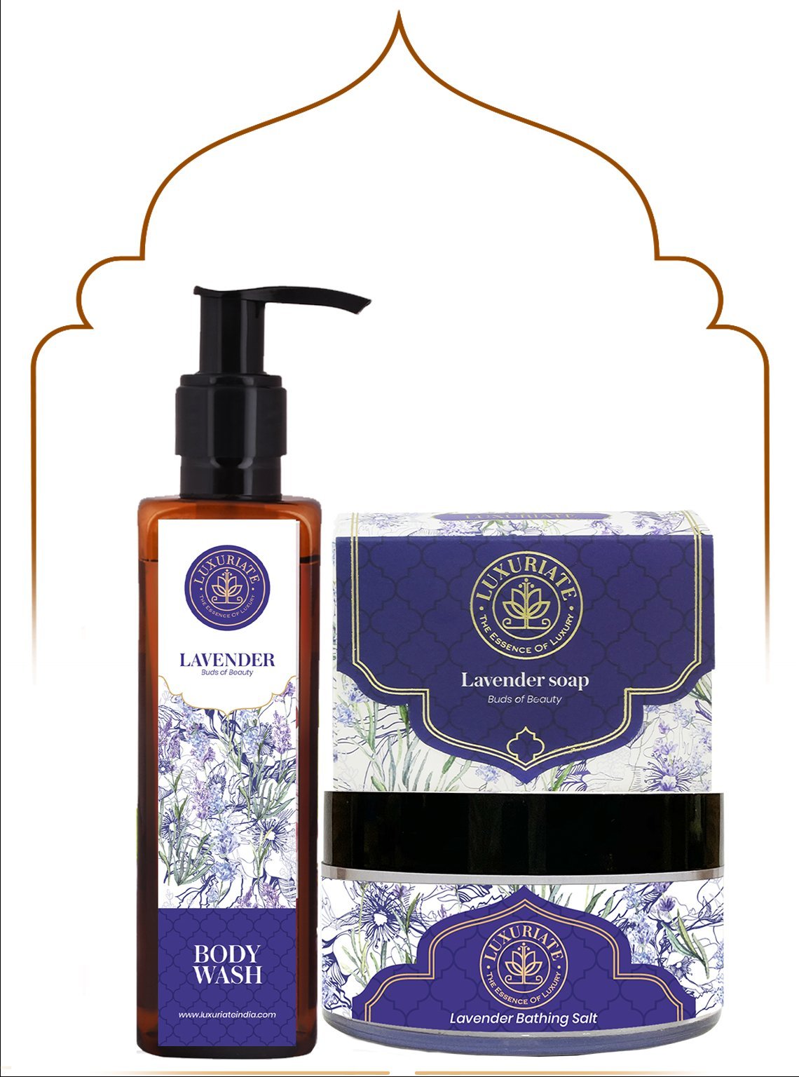 Lavender Bath Essential Kit (Pack of 3) Soap, Bath Salt, Body Wash