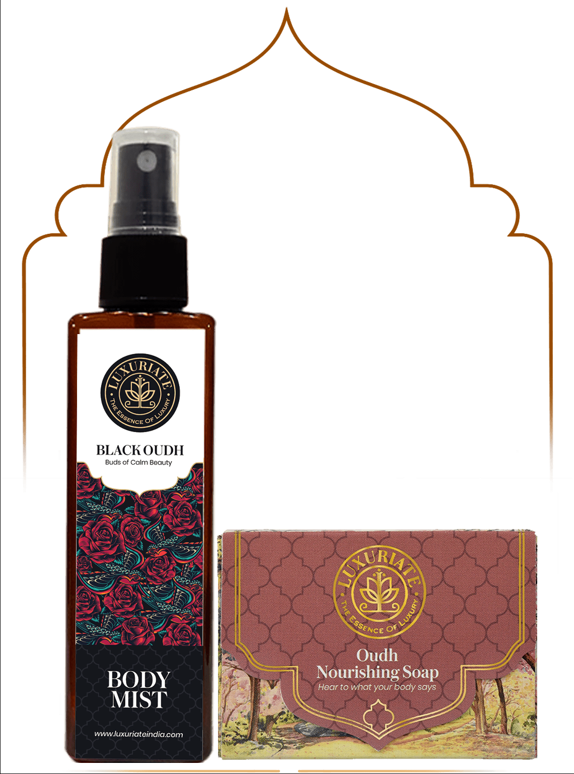 Oudh Bath &amp;amp; Body Combo (Pack of 2) Soap, Body Mist