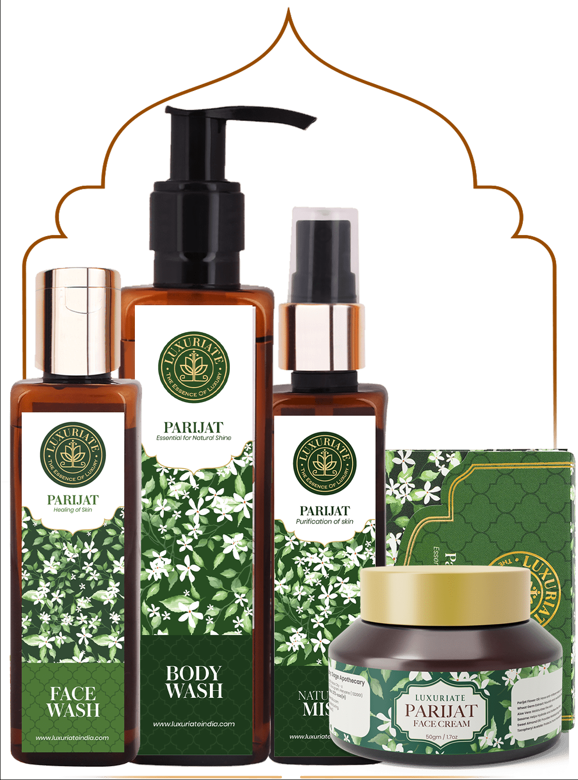 Parijat Complete Face &amp;amp; Body Care Kit (Pack of 5) Soap, Face Mist, Body Wash, Cream, Face Wash