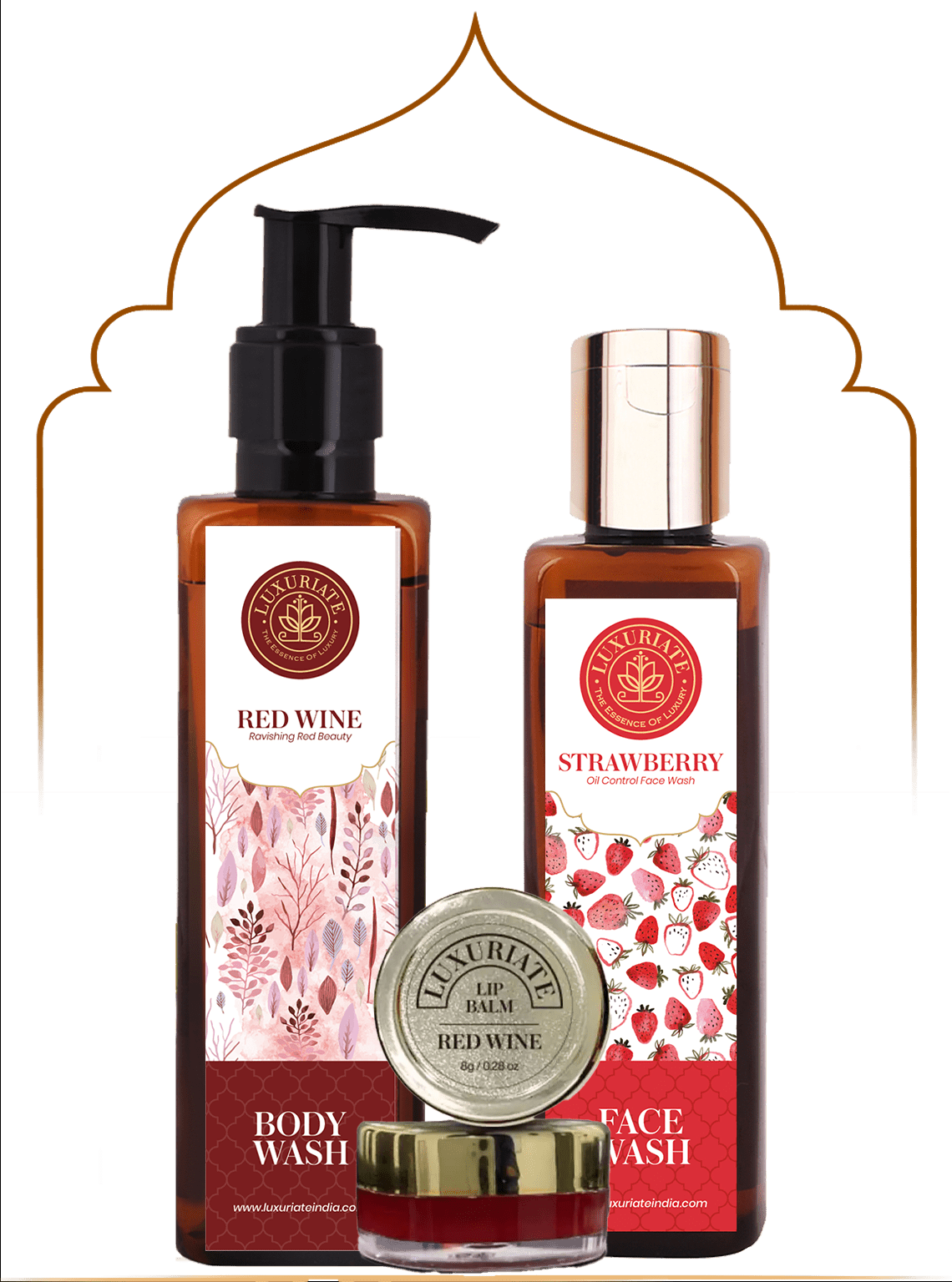 Red Wine Skin &amp;amp; Bath Combo (Pack of 3) Face Wash, Body Wash, Lip Balm