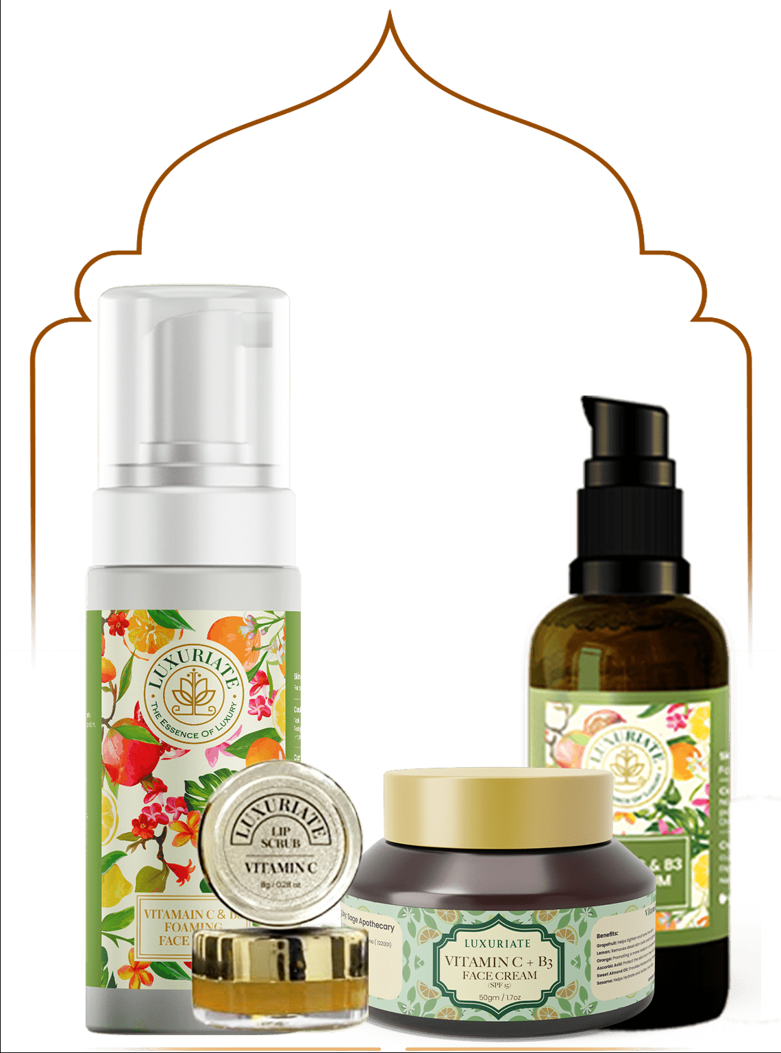 Vitamin C Face Care Kit (Pack of 4) Face Wash, Cream, Lip Balm, Serum