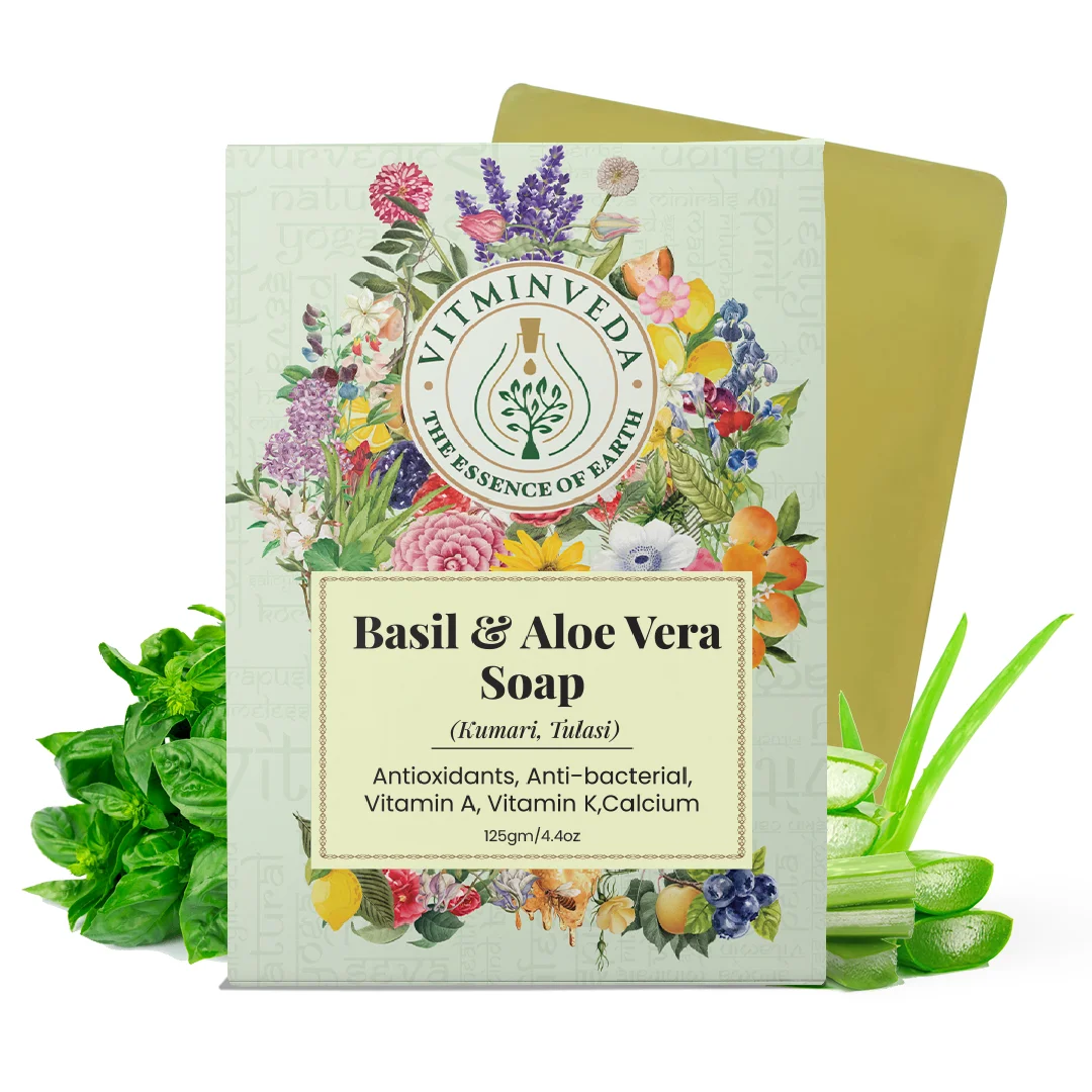 Aloe Vera Basil Herbal Soap Bar - 125gm