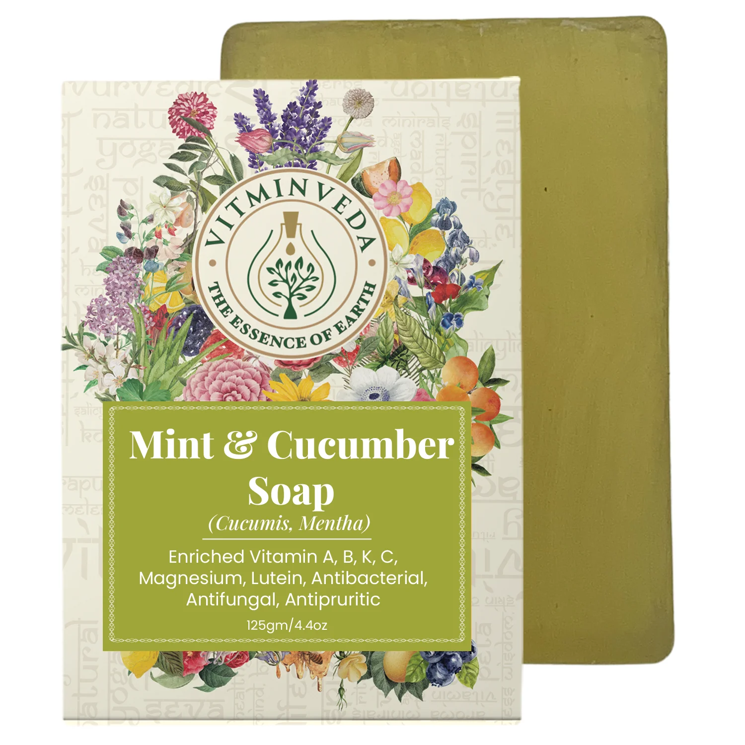 Cucumber and Menthol Herbal Soap Bar - 125gm