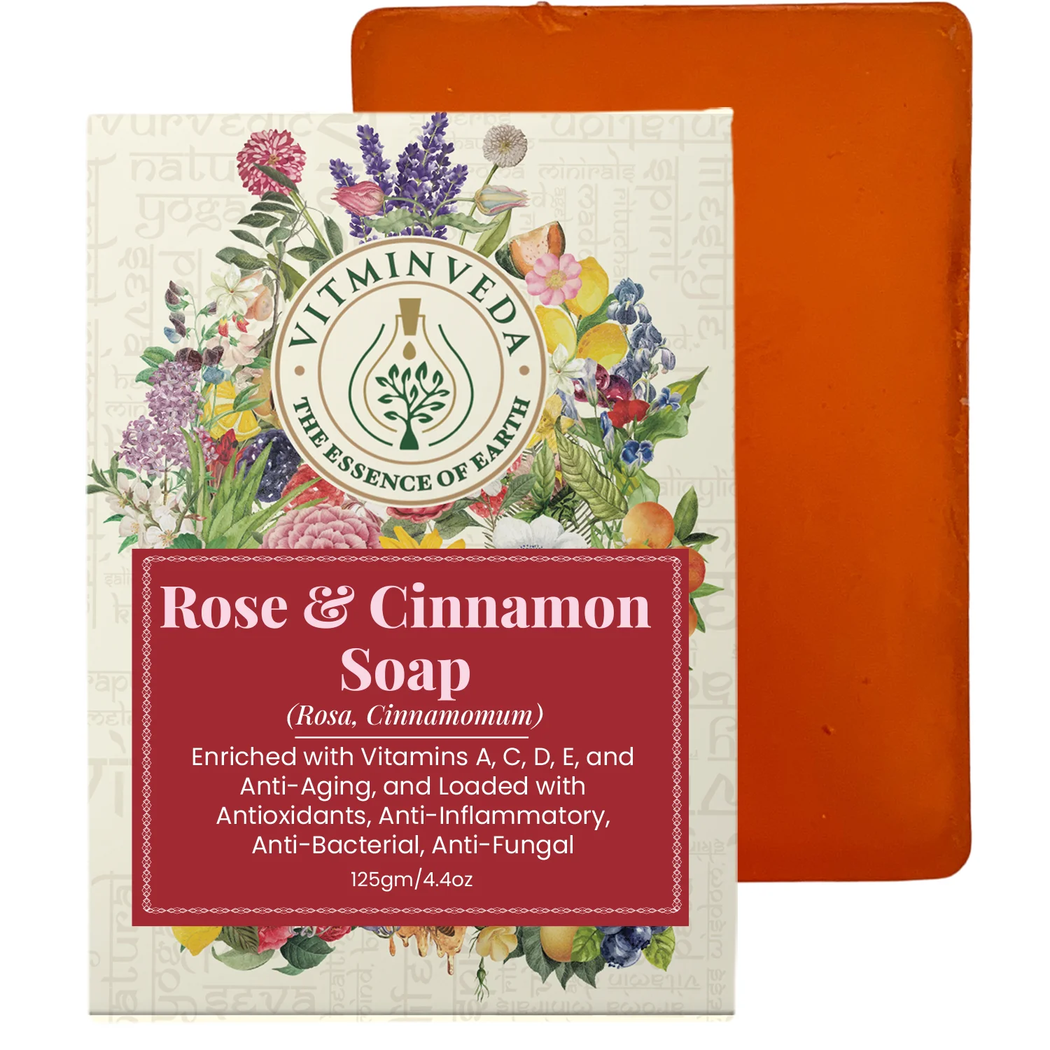 Rose Cinnamon Herbal Soap Bar - 125gm